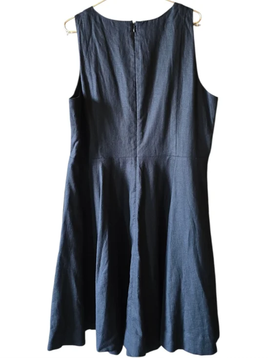 Boden Carla 100% Linen Knee Length Fit & Flare Dress Black Size 14L - Picture 3 of 6
